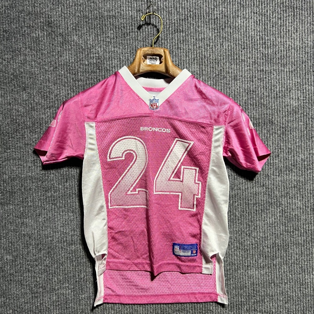 Reebok Denver Broncos Jersey Women S Small Pink Champ Bailey 24 NFL Football